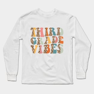 Funny Leopard Third Grade Vibes Retro Back To School Long Sleeve T-Shirt